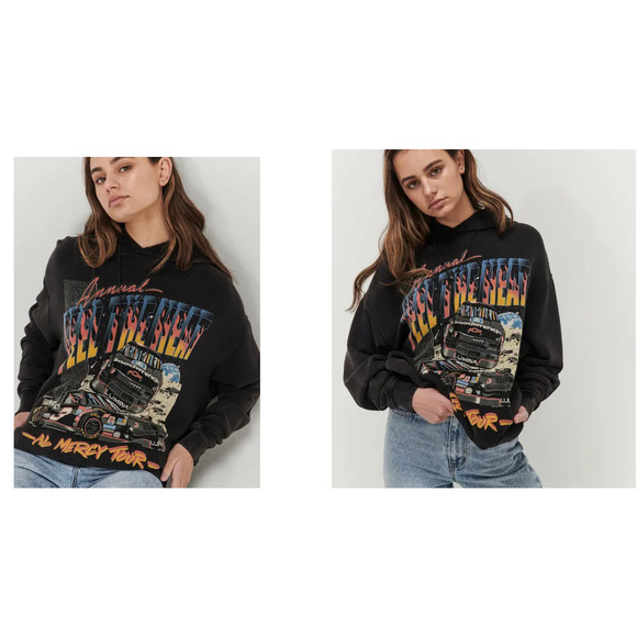 Ghanda Sweater Women 8 Black No Mercy thick cotton Boyfriend Fit Hoodie - Picture 1 of 9